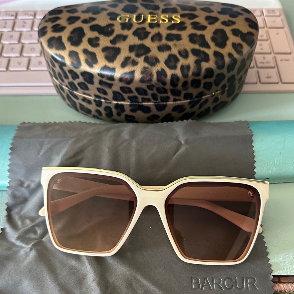 Quay Australia Level Up Cream and Brown Sunglasses